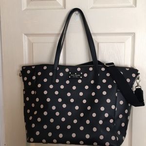 Kate Spade Tote/Diaper Bag Black/Beige Polka Dots